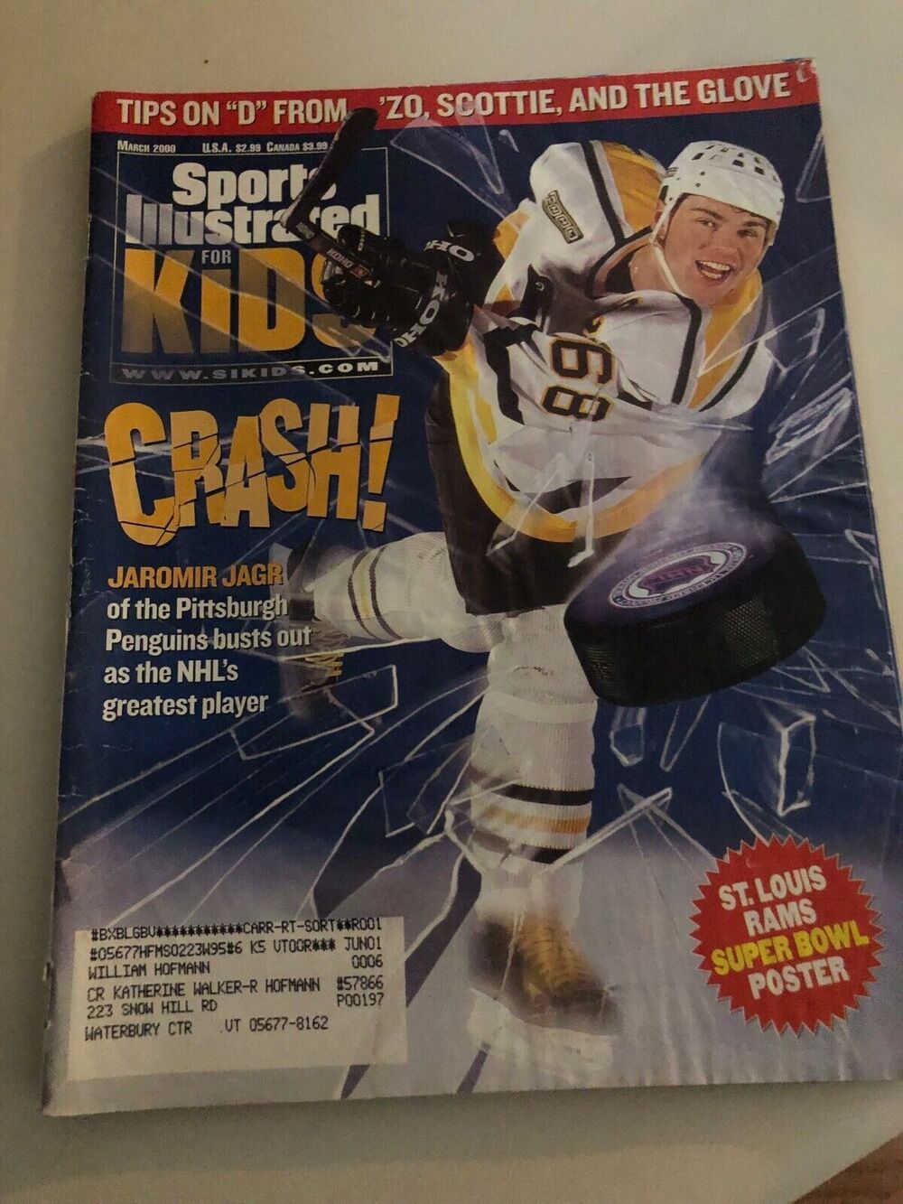 March 2000 Jaromir Jagr Pittsburgh Penguin Sports Illustrated For Kids Vintage